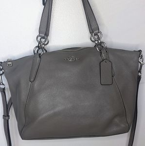 Grey Leather Coach Crossbody Purse